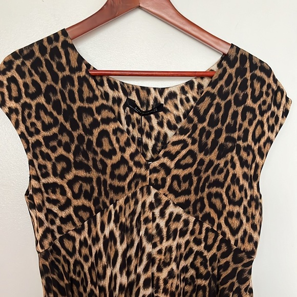 ZARA | Leopard Print V-Neck Mini Dress Sz S - Picture 5 of 6